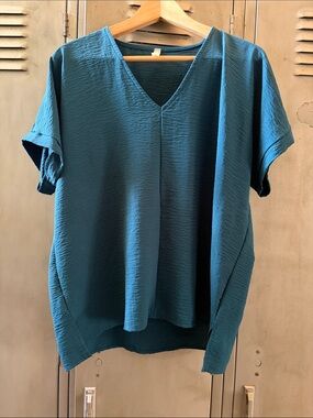 mts Teal V-Neck Short Sleeve Tunic